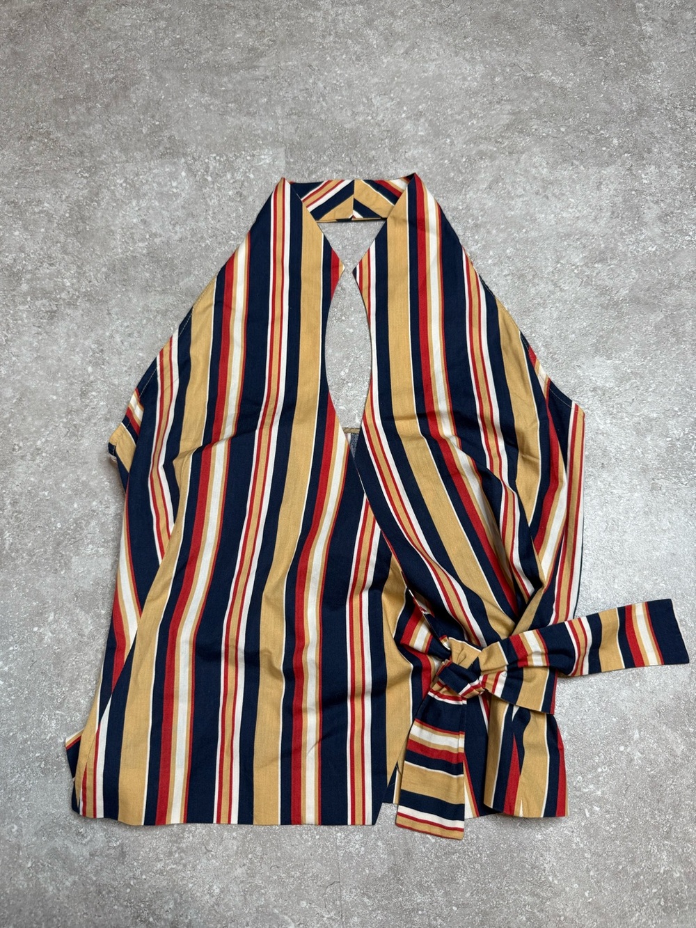 Adolfo Dominguez Multi Color Stripe Wrap Halter Top 100% Cotton
